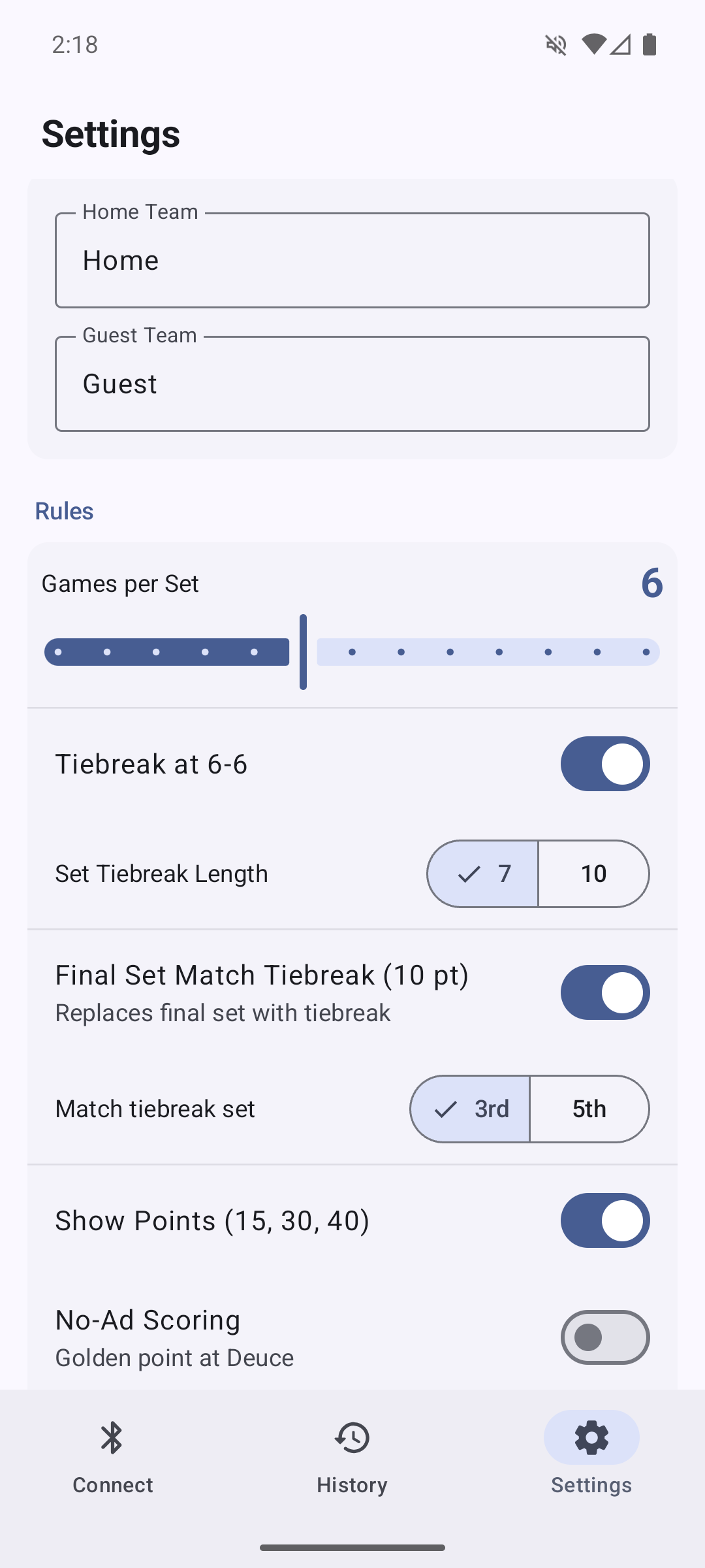 Tennink Settings Screenshot